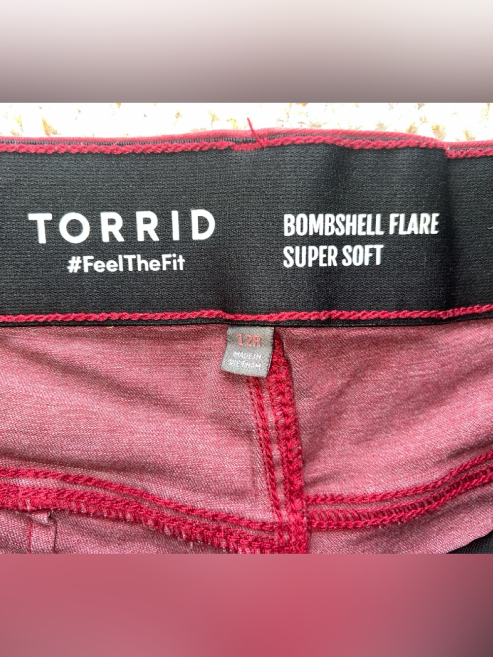 torrid Burgundy 12R Bombshell Flare Jeans Super Soft - Picture 4 of 5